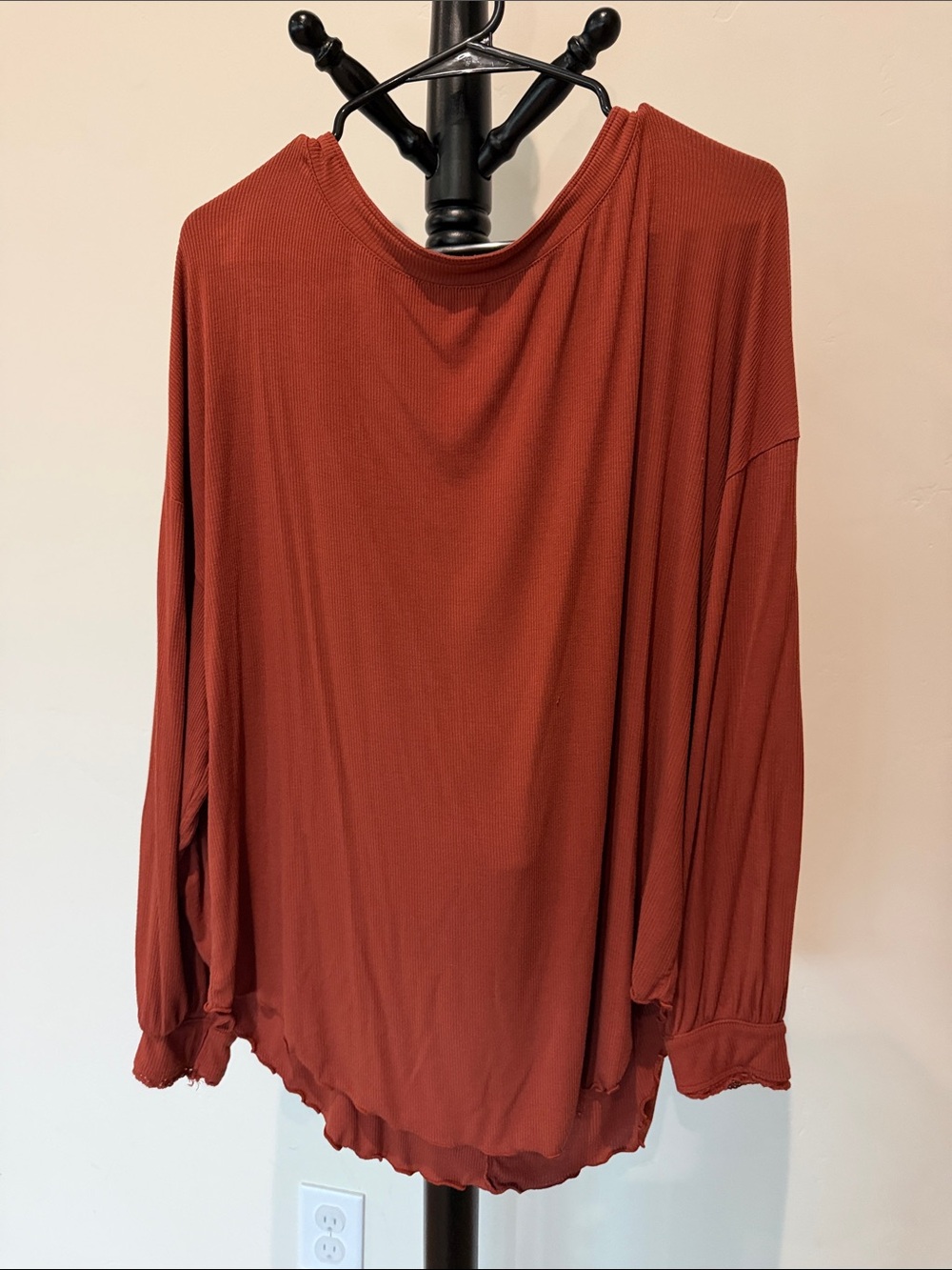 Free People Draped Long-Sleeve Tee in Brick